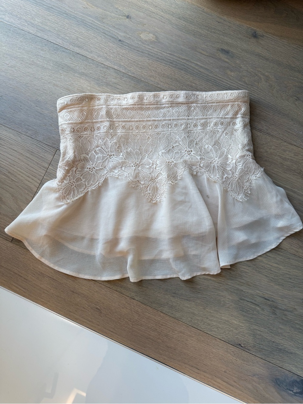 Free People Cream Lace Peplum Tube Top